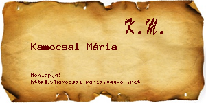Kamocsai Mária névjegykártya