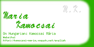 maria kamocsai business card